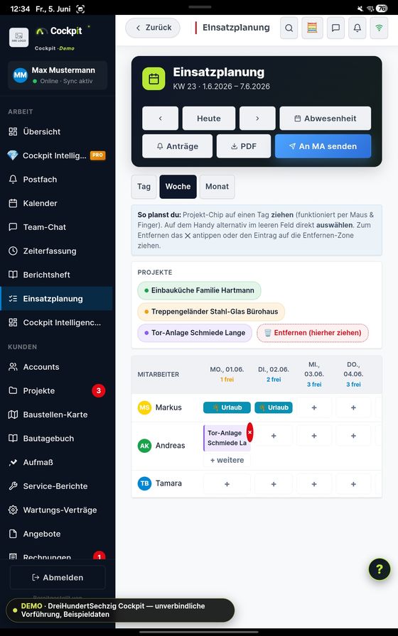 ProfiSuite - Handwerk Einsatzplanung — echter App-Screenshot