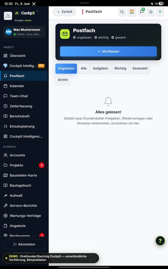 ProfiSuite - Handwerk Postfach — echter App-Screenshot