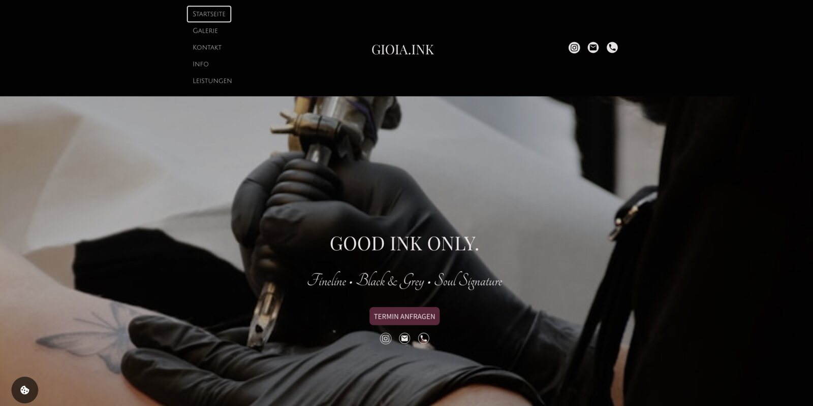 GIOIA.INK Website — vorher: Baukasten-Startseite