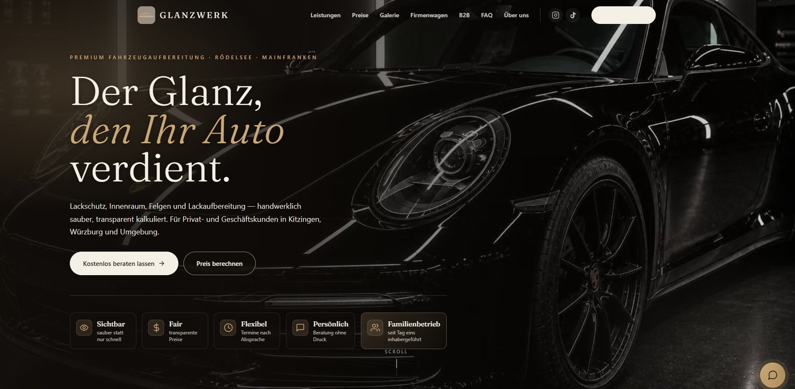 Glanzwerk Website — heutiger Zustand