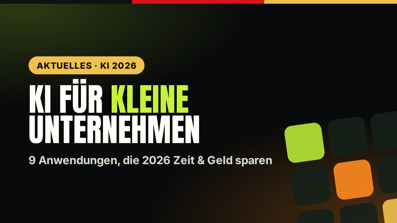 KI für kleine Unternehmen — 9 Anwendungen für 2026, Übersichtsgrafik von DreiHundertSechzig
