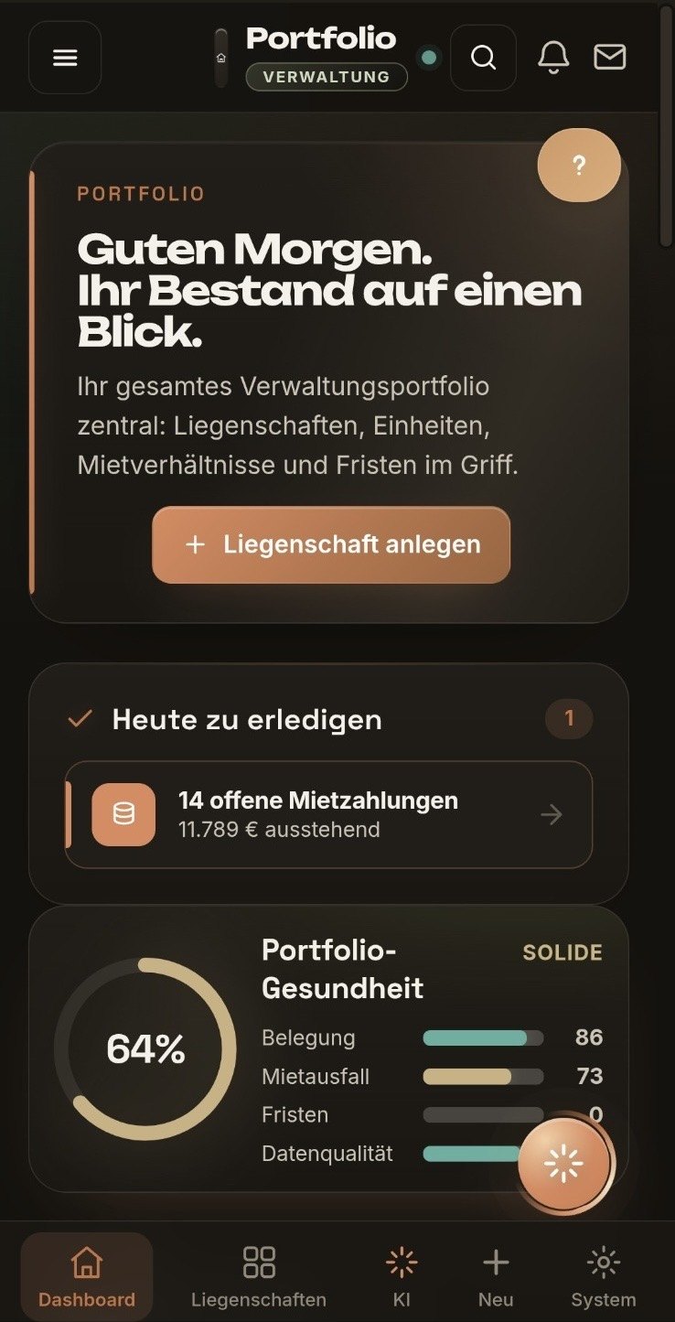 ProfiSuite-Immo: Portfolio-Dashboard — Bestand auf einen Blick