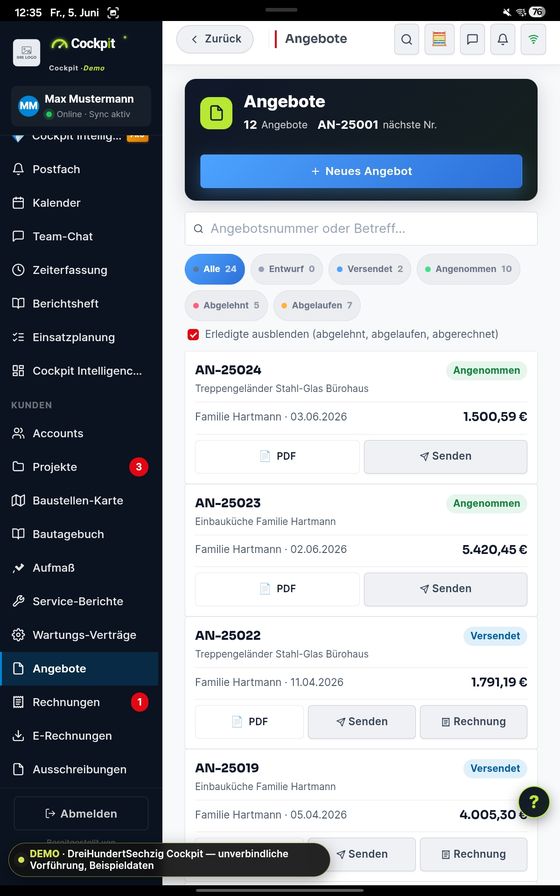 ProfiSuite Angebote — echter App-Screenshot
