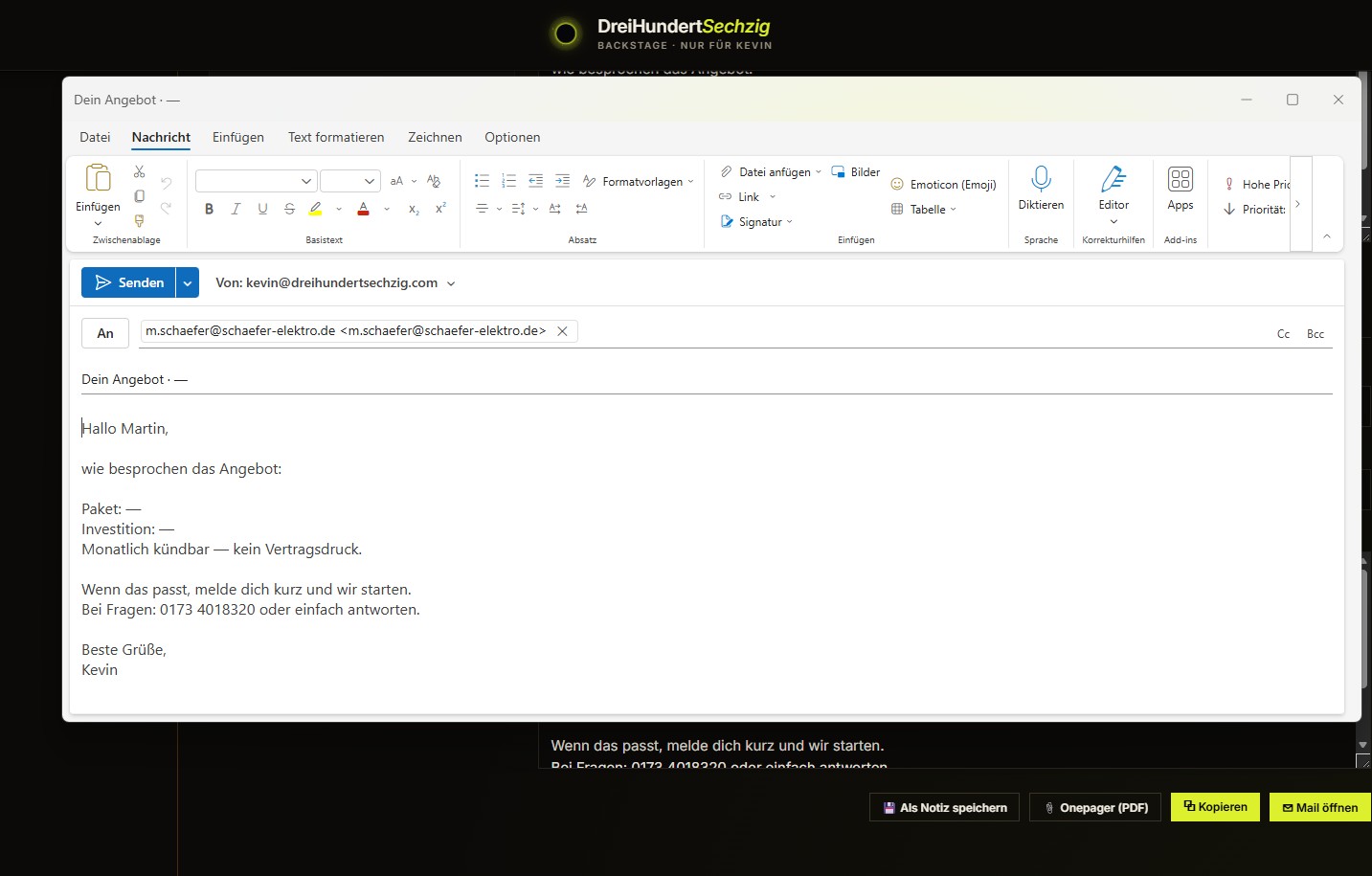 KI-generierte Mail in Outlook