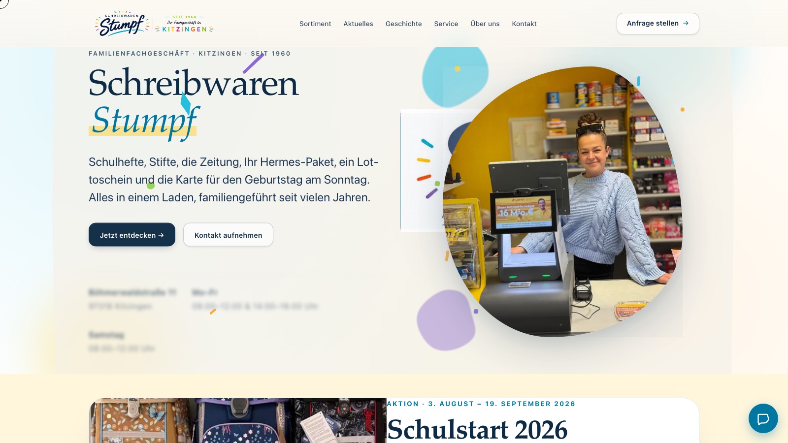 Website von Schreibwaren Stumpf in Kitzingen — heutiger Zustand